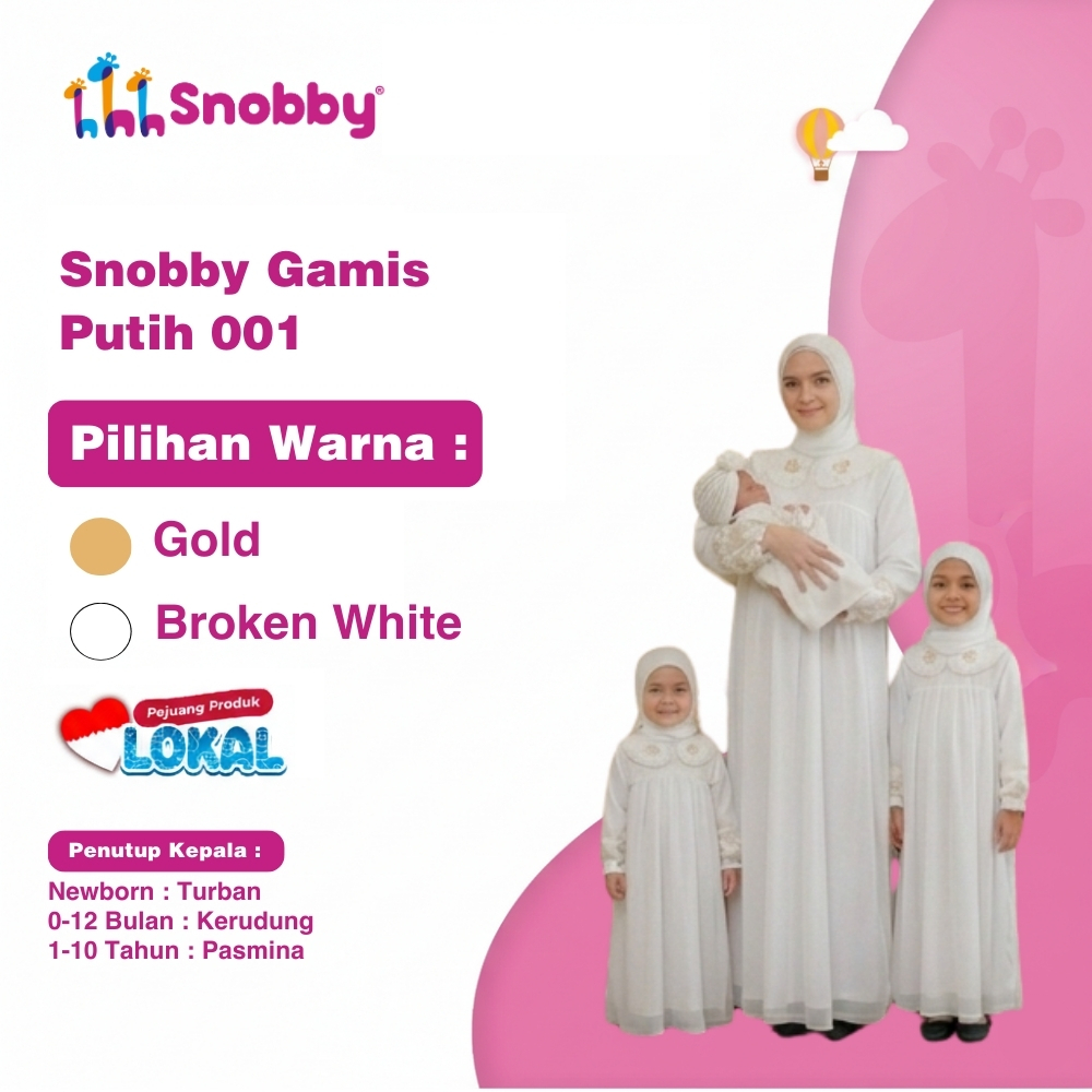 Snobby Apparel Gamis Sarimbit Perempuan Putih – Dress MuslimToyobo Tille Premium