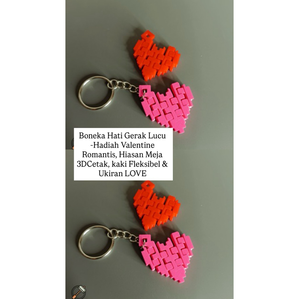 Boneka Hati Gerak Lucu -Hadiah Valentine Romantis, Hiasan Meja 3DCetak, kaki Fleksibel & Ukiran LOVE