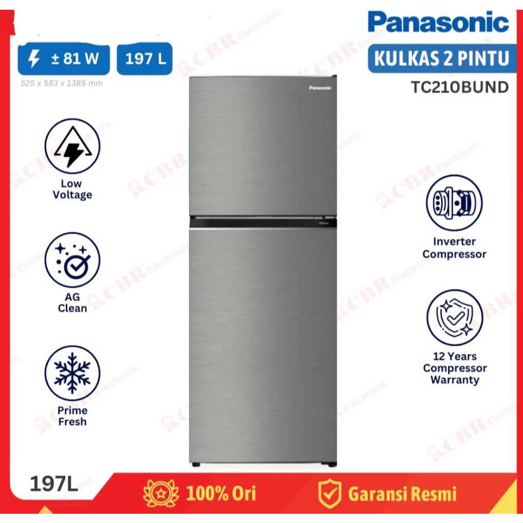 Kulkas PANASONIC 2 Pintu 197 L / TC210BUND (Inverter)