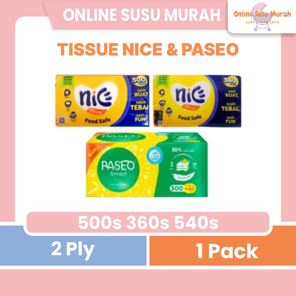 TISSUE NICE 500s 360s 2 PLY | PASEO SMART 500+ EXTRA 40s 3 PLY PLTS