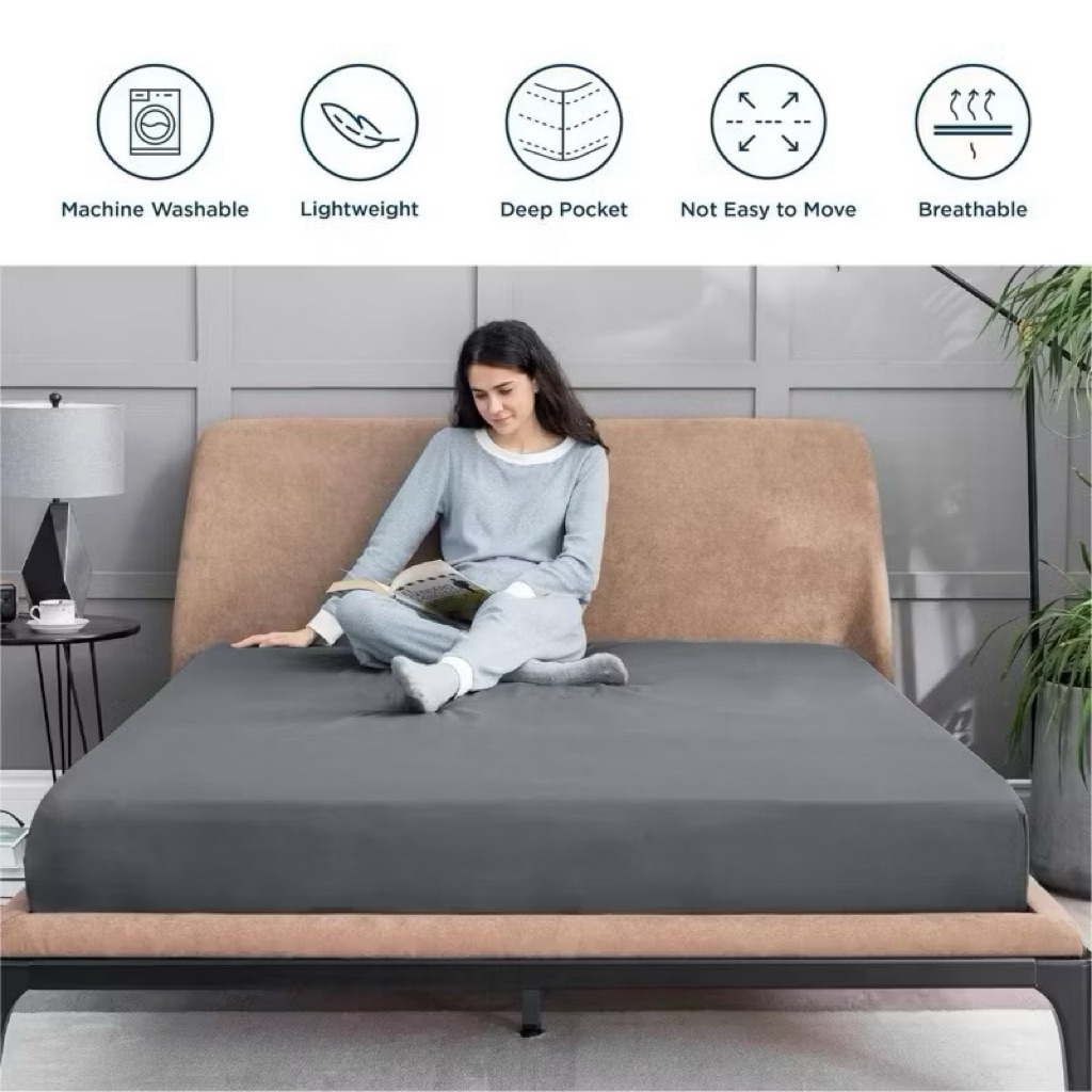 Nyaman.co Linen - TC 200 Microfiber Fitted sheet Sprei Karet + sarung bantal dan Guling - banyak war