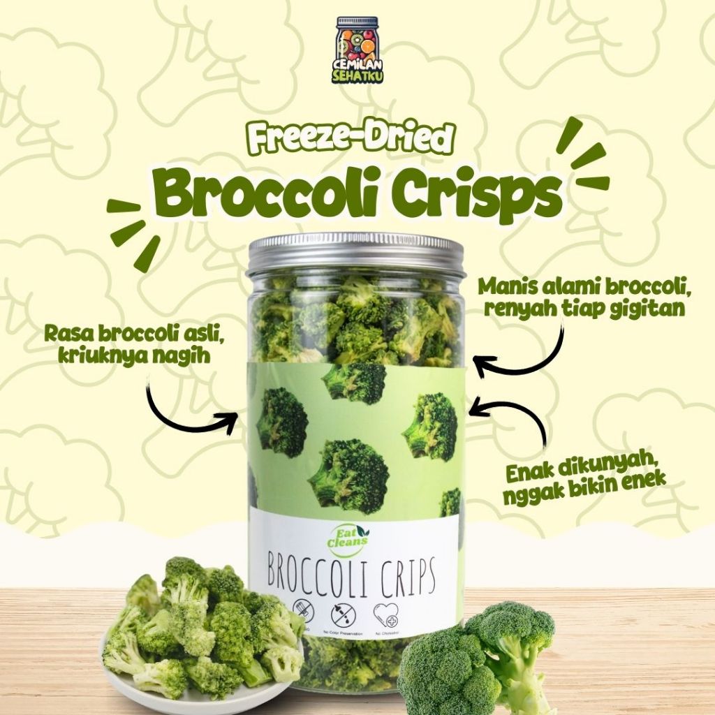 Snack Freeze Dried Broccoli - Keripik Brokoli Crispy - Keripik Buah Sayur Premium - Snack Diet Sehat