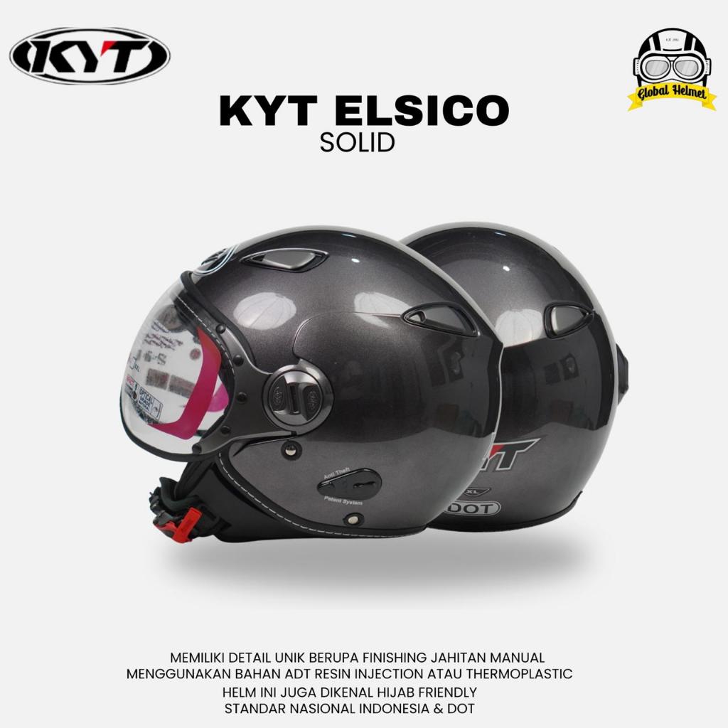 HELM KYT ELSICO SOLID GUNMET HALF FACE KYT HELM HALF FACE KYT ELSICO GUNMETAL