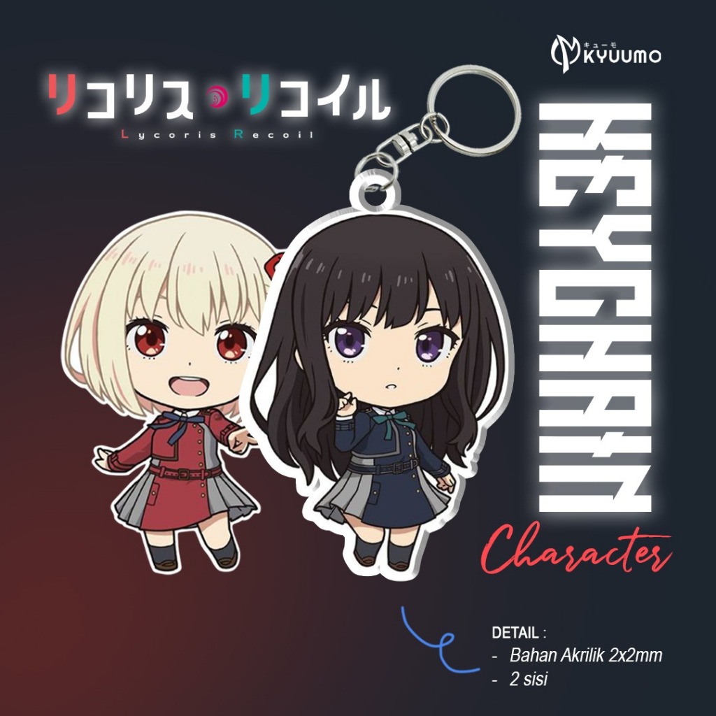Keychain Anime Lycoris Recoil/Gantungan Kunci Akrilik Karakter Anime Lycoris Recoil