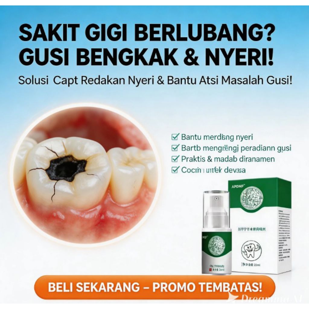 Spay Sakit Gigi Berlubang & Gusi Bengkak Ampuh – Obat Pereda Nyeri Gigi Berlubang, Radang Gusi cod