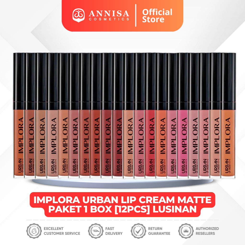 IMPLORA Urban Lip Cream Matte/Lipstick Paket 1 BOX Isi 12 PCS | Tahan Lama/Lusin (IMPLORA LUSINAN)