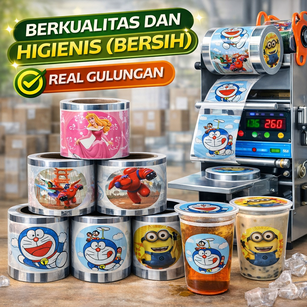 Lid Cup Sealer Plastik Motif Kartun Segel Kuat Food Grade Tahan Panas 1200 & 2000 cup | Segel gelas 