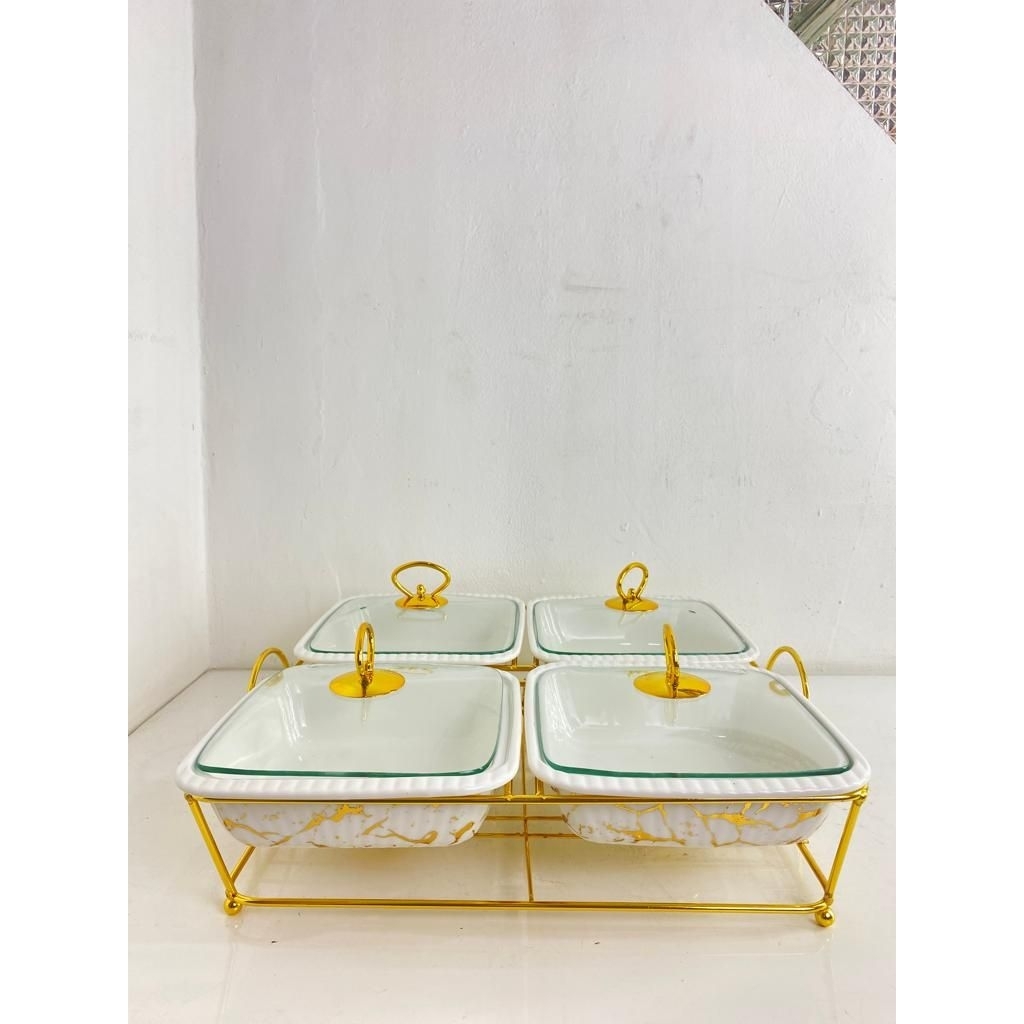prasmanan gandeng 4 bahan keramik tutup kaca marble