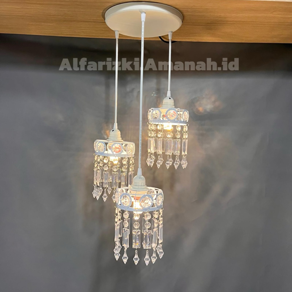 Lampu Gantung Minimalis Cristal Modern aestetik B001 Putih Lampu Gantung Ruang Tamu Cafe Teras rumah