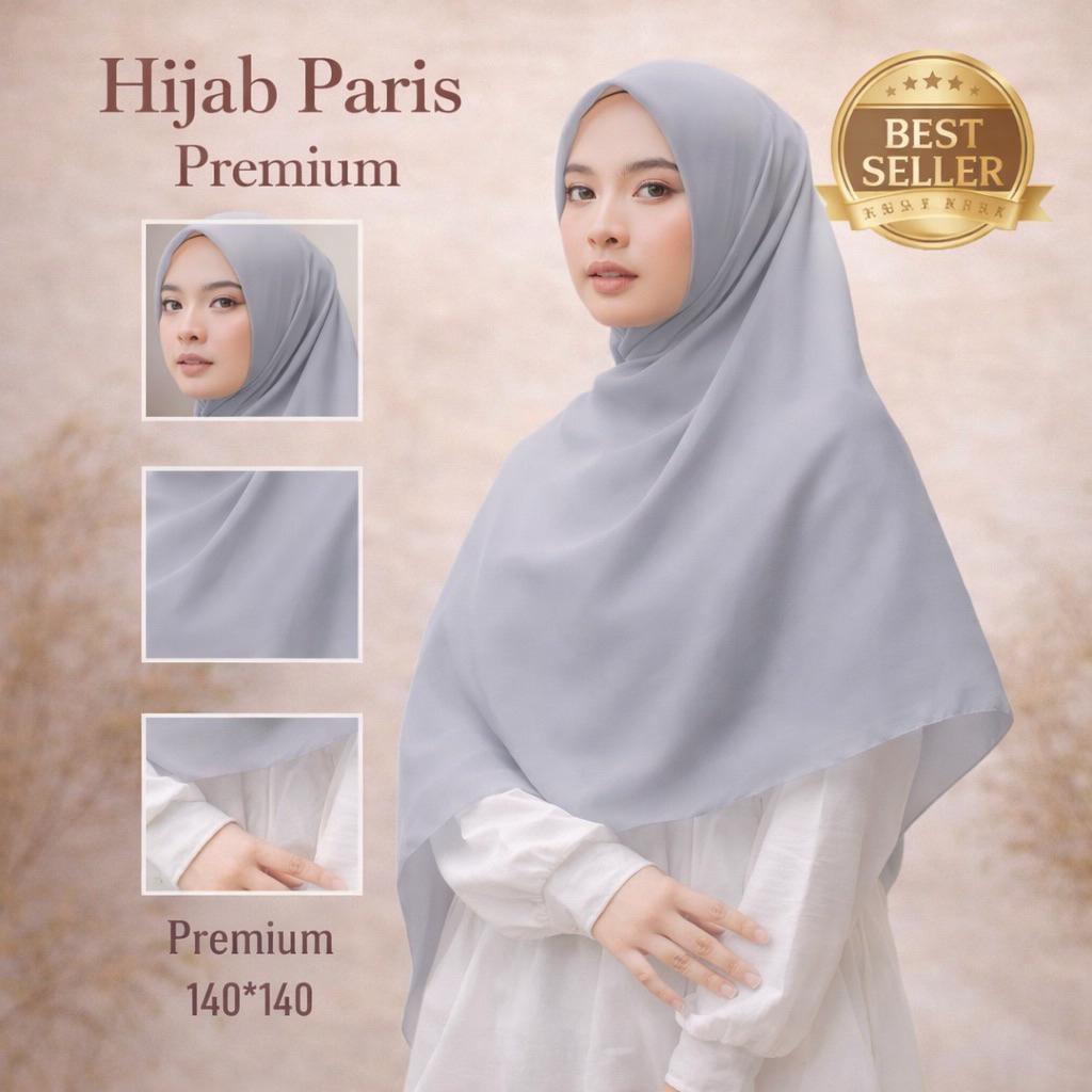 Kerudung Segi Empat Jumbo Paris premium 140x140 | Hijab | Jilbab Segi Empat Syari