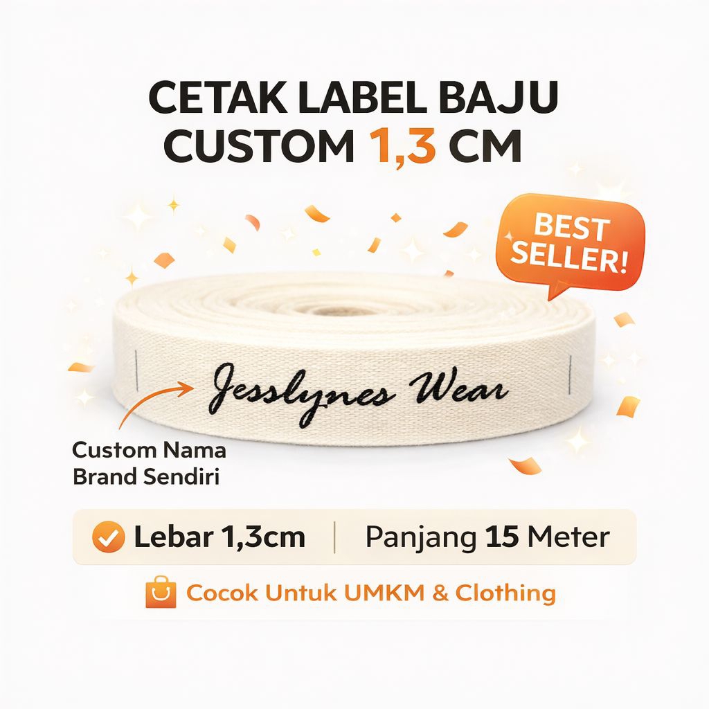 Label Katun Custom / Label Baju / Label Hijab 1,3cm