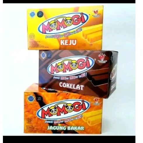 2 box (40 pcs) Momogi kemasan 500 an - Momogi rasa keju coklat jagung bakar - jajanan kesukaan anak-