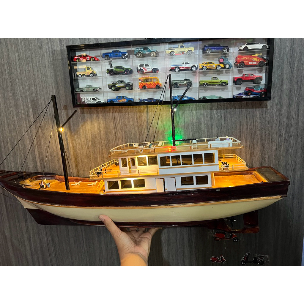 rc boat kapal phinisi wood sudah brushless