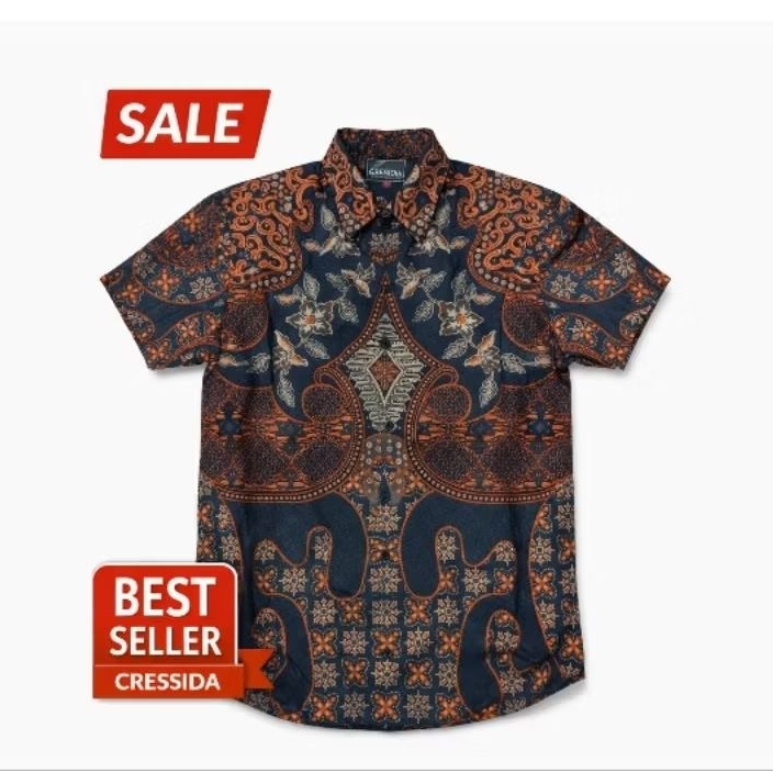 Kemeja Batik Pria Cressida Original Lengan Pendek Motif Elegan Kemeja Batik Formal Casual