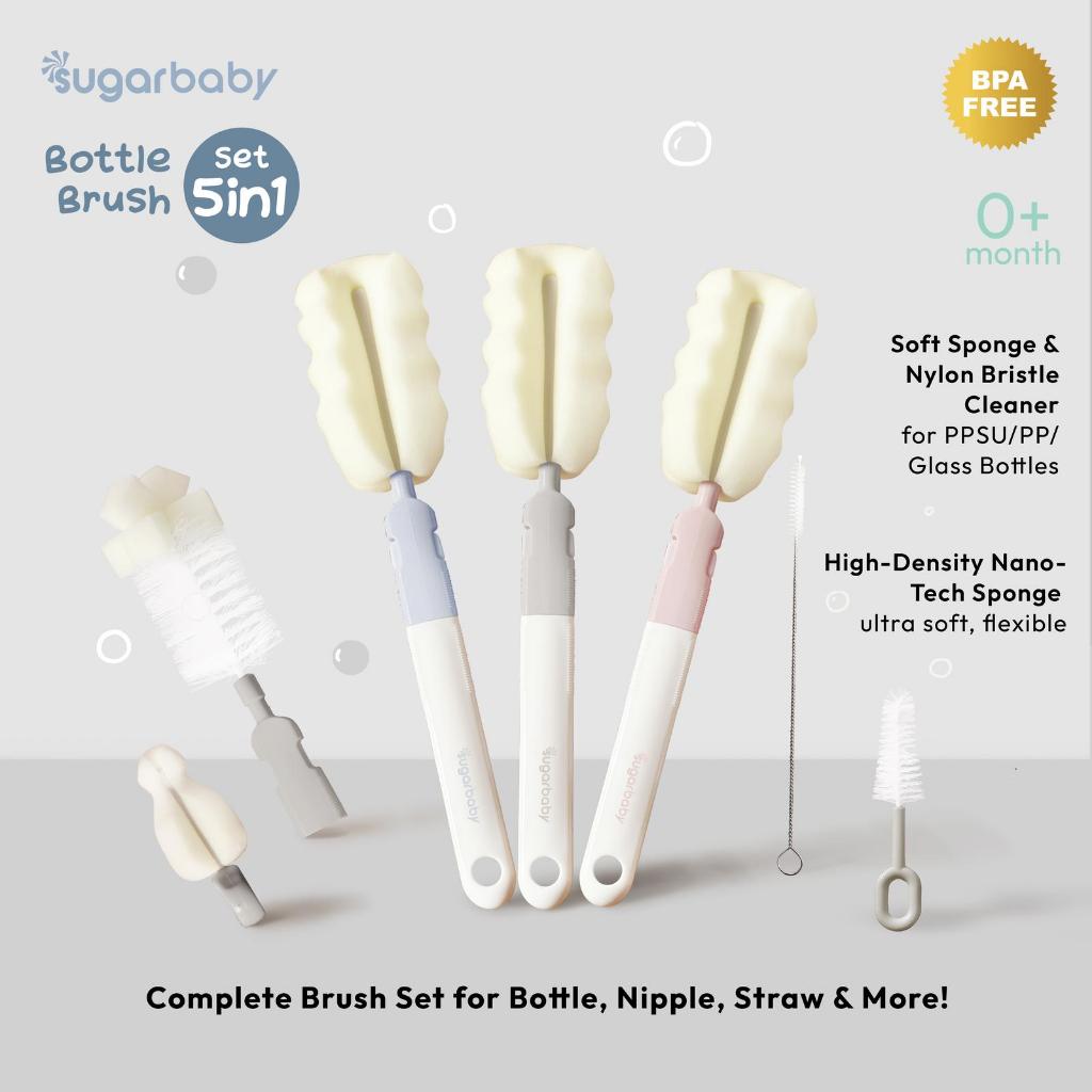 SUGAR BABY Bottle Brush Set 5in1 Pembersih Botol Dot Susu Multifungsi Aman Newborn