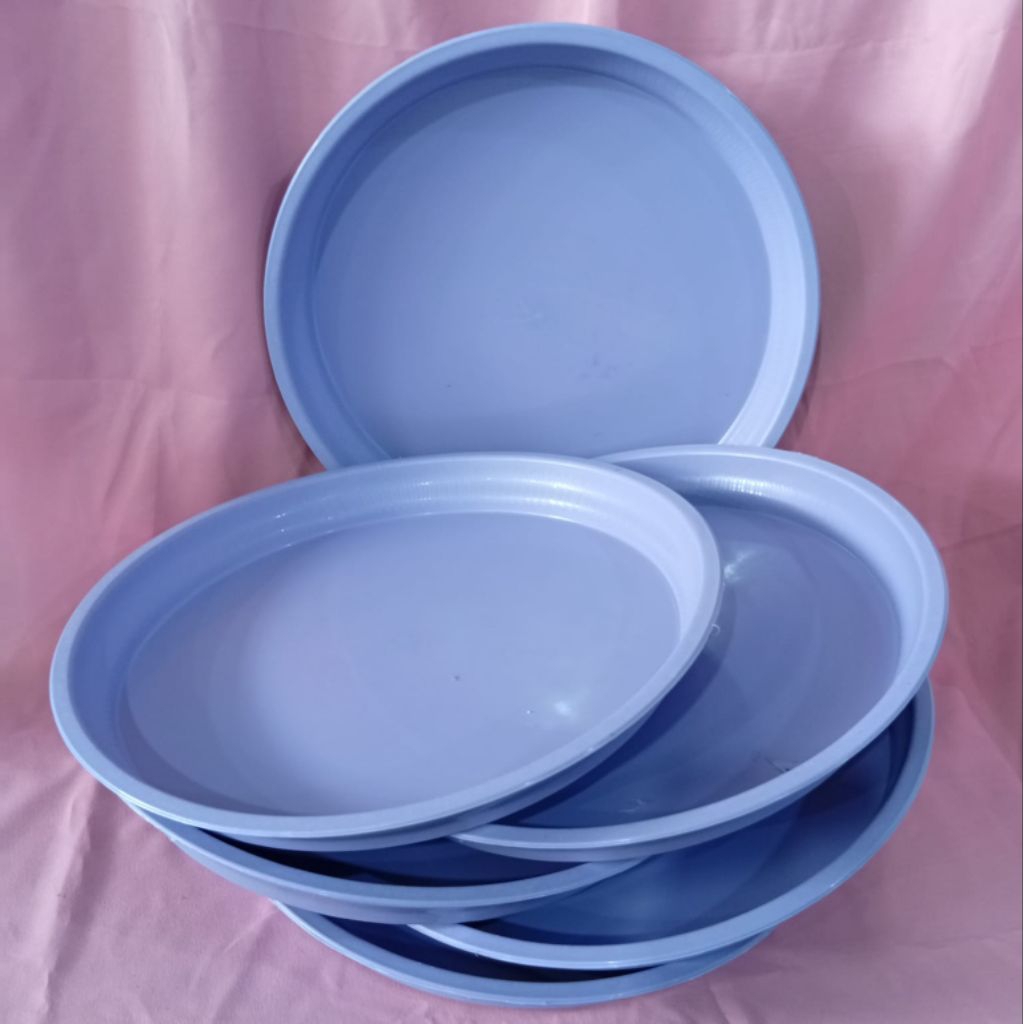 6 PCS NAMPAN PLASTIK BULAT UNGU POLOS MURAH MERIAH