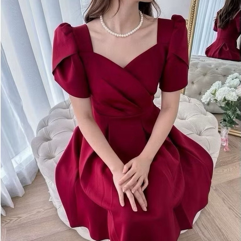 Dress Scuba Formal Lengan Pendek / Dress Formal Kekinian / Dress Scuba