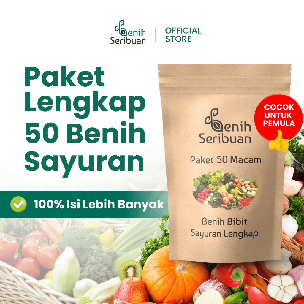 Benih Seribuan - Paket Komplit 50 Macam Benih Sayur Sayuran Unggul