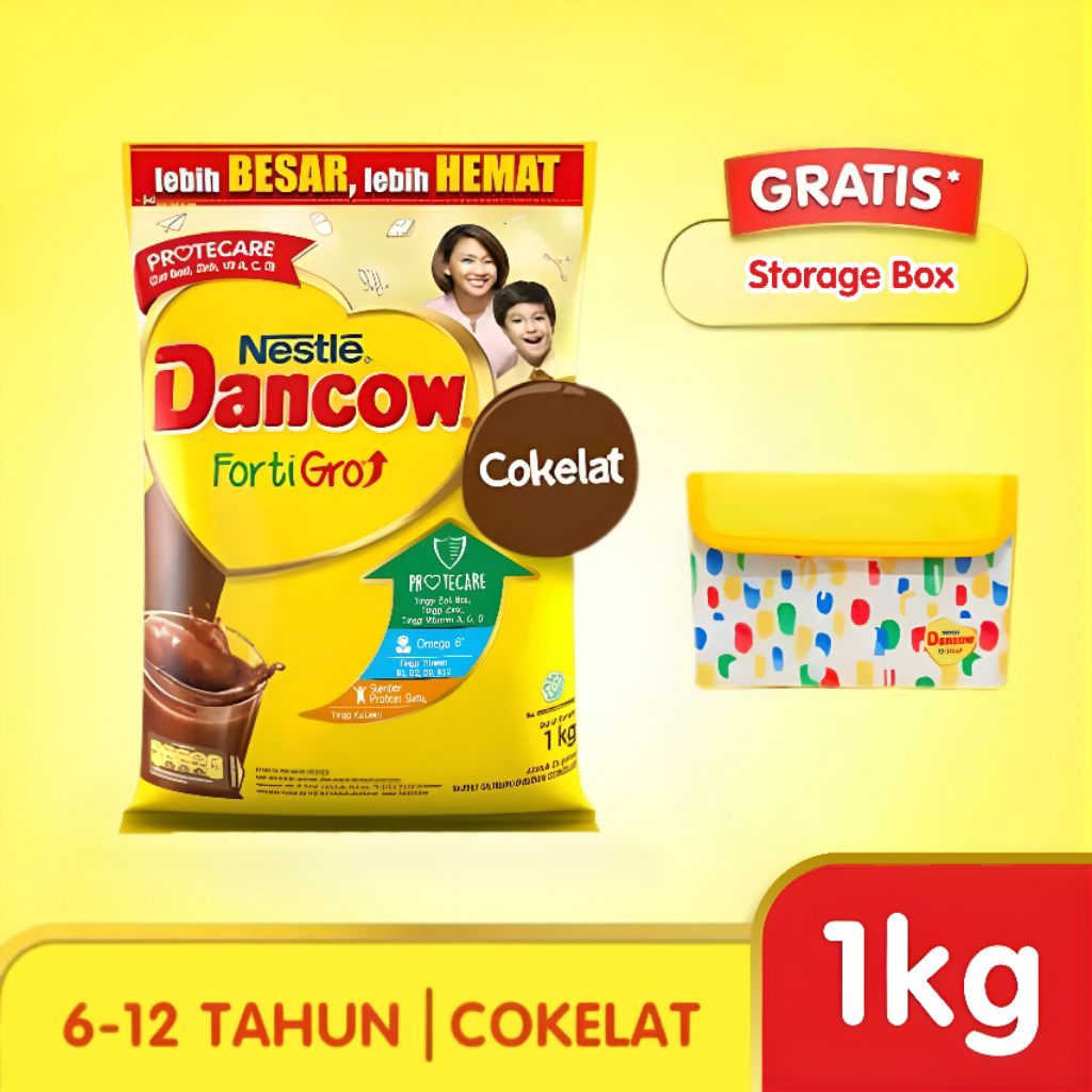 Free Storage Box Dancow Fortigro Rasa Cokelat 1 Kg Coklat 1Kg Susu Bubuk Dancow 1 Kilogram