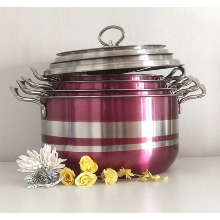 Panci Set 8 Pcs Weston Stainless Steel Warna Warni merk Weston