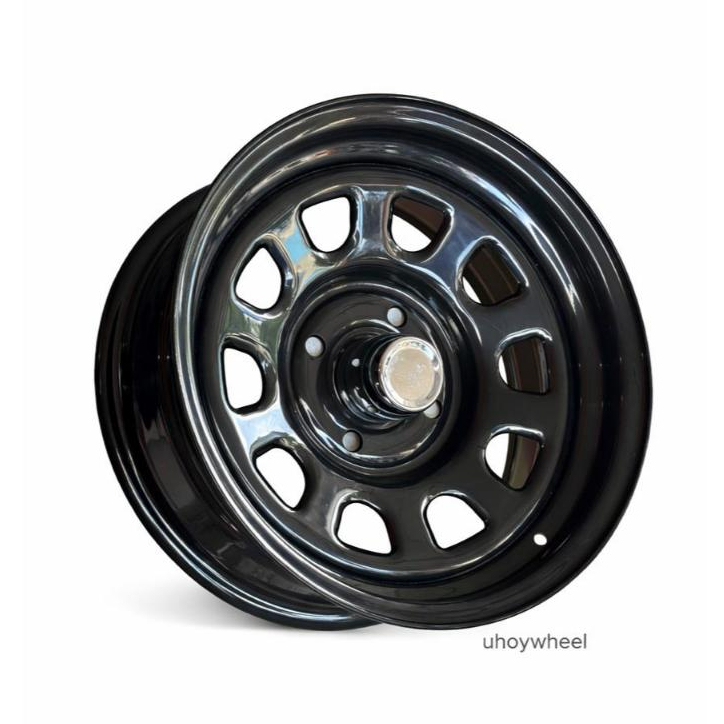 Velg Daytona Ring 15x7 H4x114.3 et +00 Glossy Black || Velg Kaleng Kijang Panther