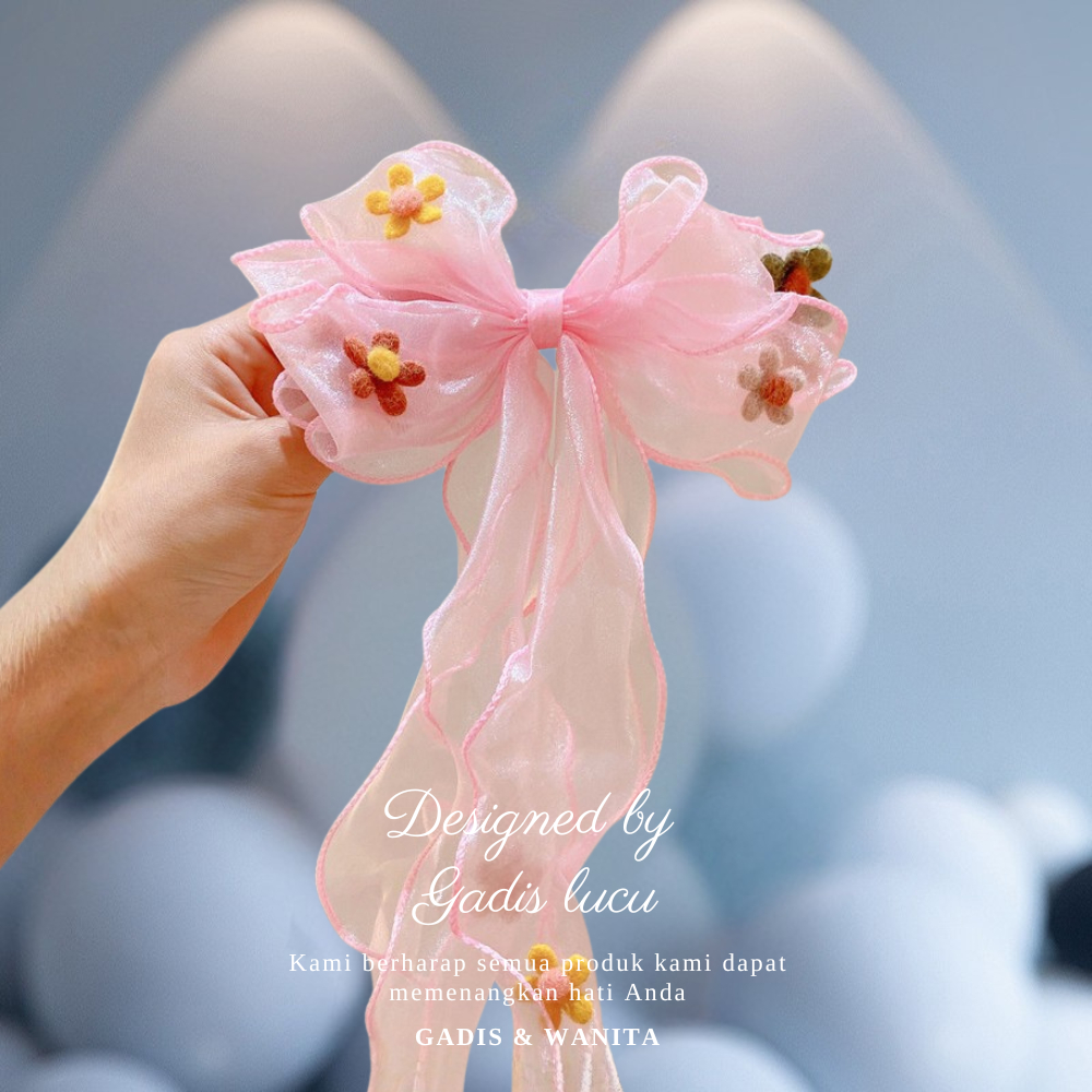 Jepit Rambut Pita Bunga Anak Kain