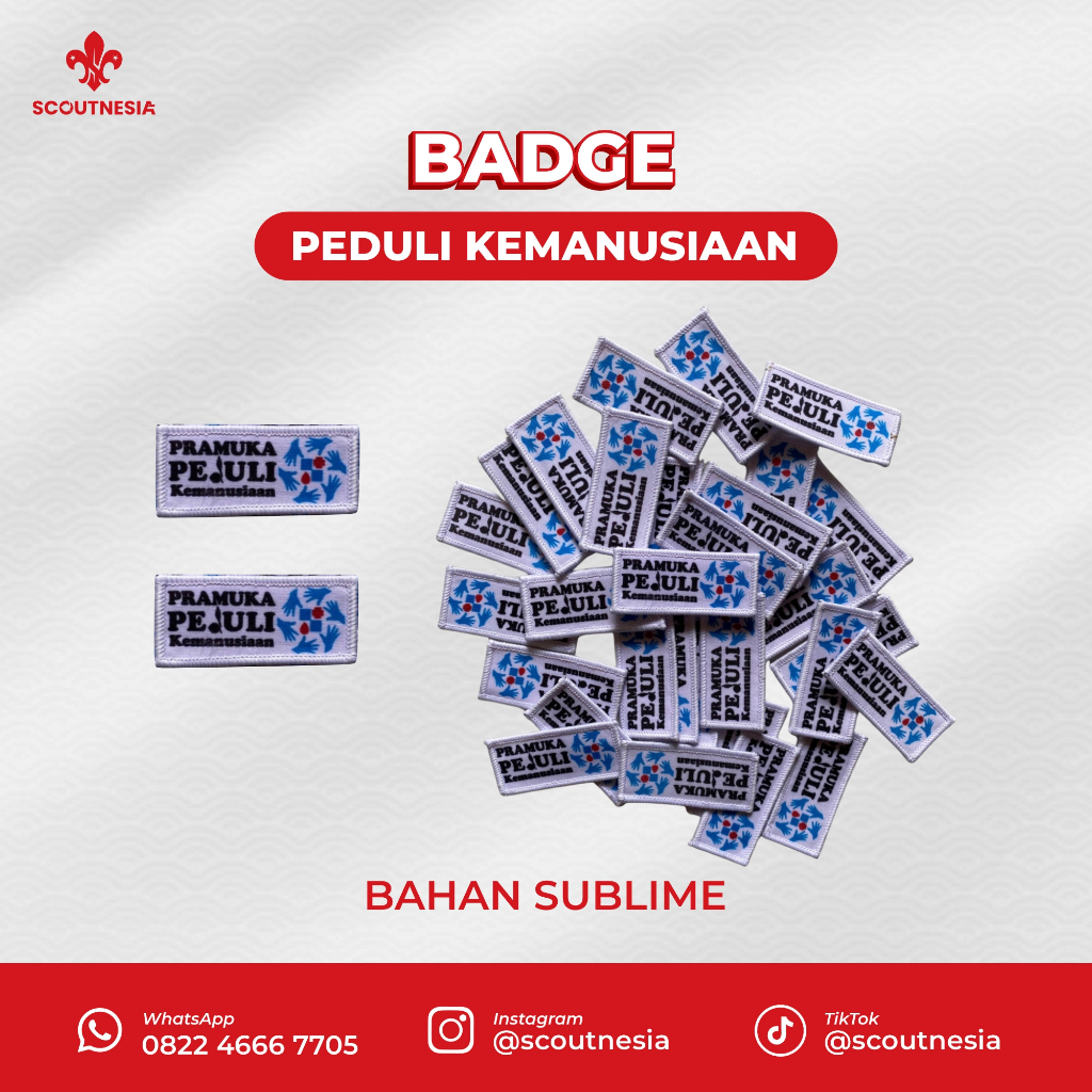 (COD) BADGE PRAMUKA PEDULI KEMANUSIAAN/BADGE SUBLIM PRAMUKA PEDULI (PERSEGI PANJANG)