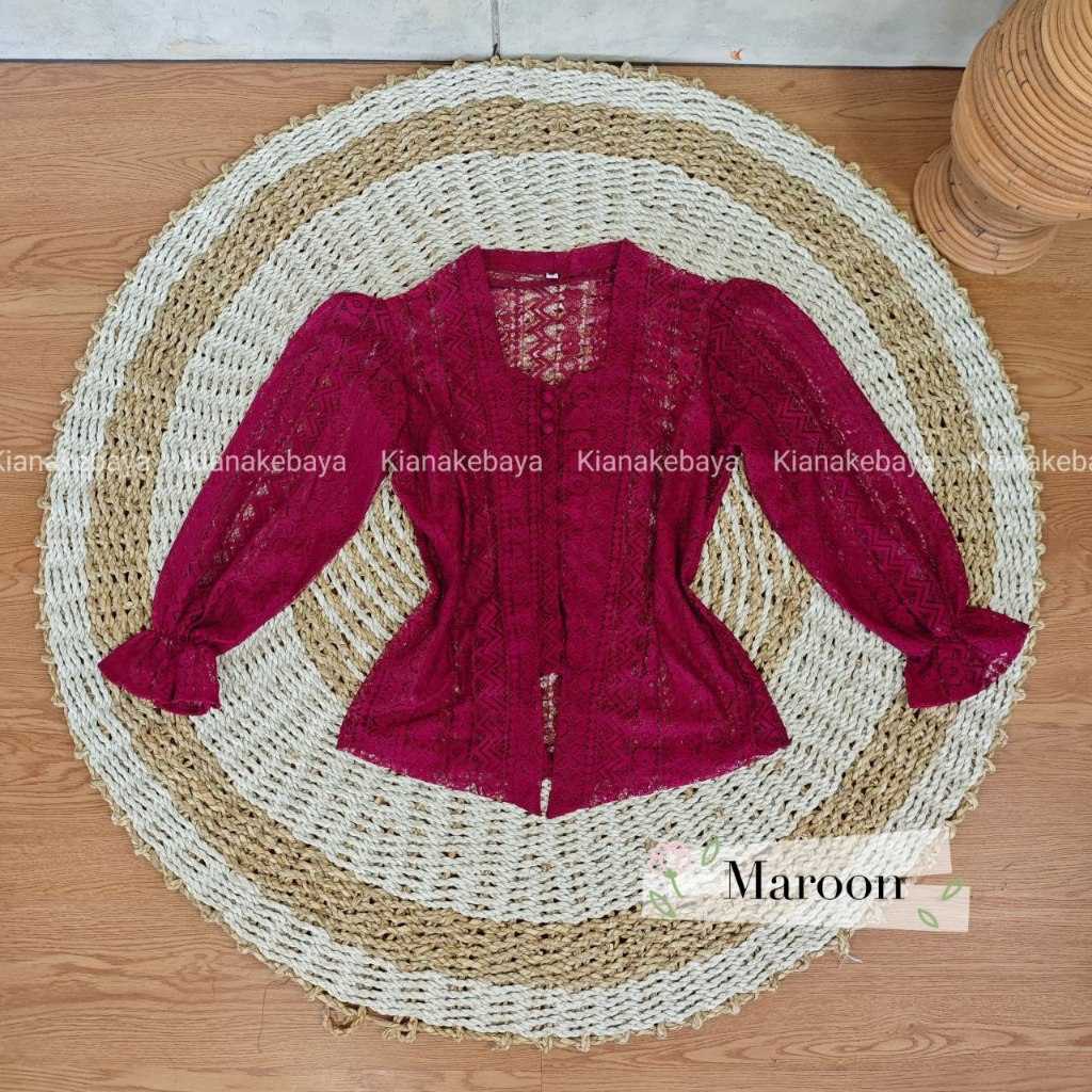 (HANYA KEBAYA) Baju Kebaya Brokat Malika Bet Pecah Lengan Kerut Bali Wisuda Modern Murah