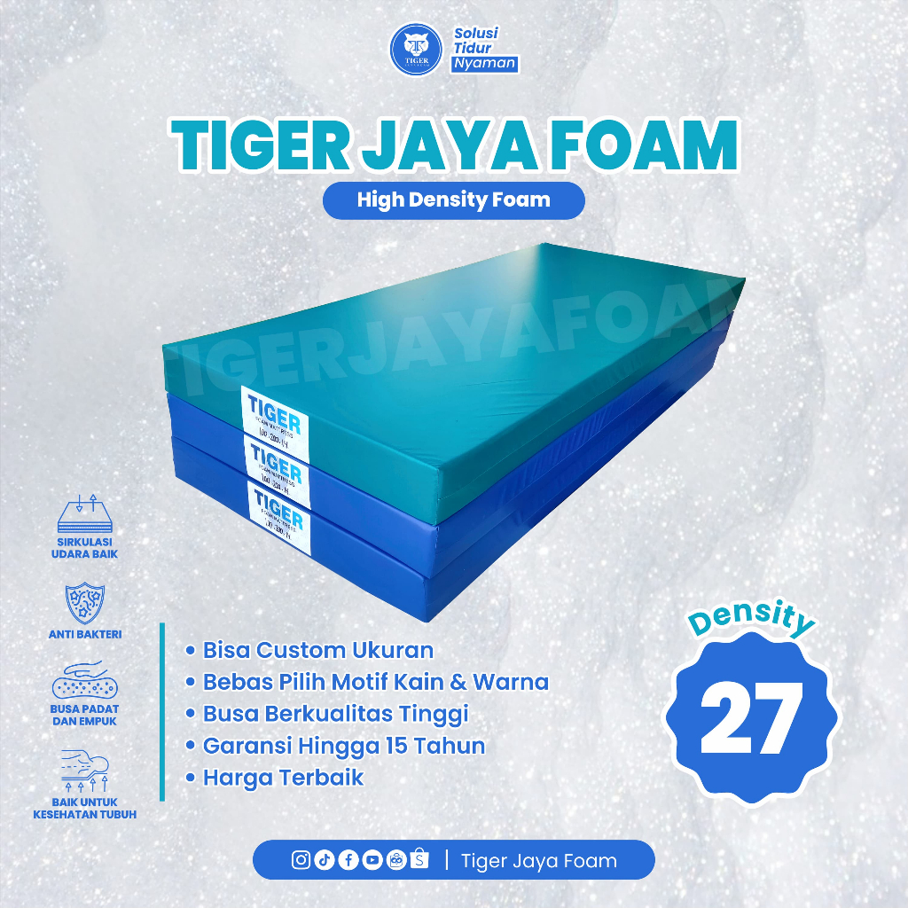 Tiger Jaya Matras Busa Serbaguna Ukuran 200 x 160 cm Busa Hitam Density 27 Cover Oscar Busa Padat Ta