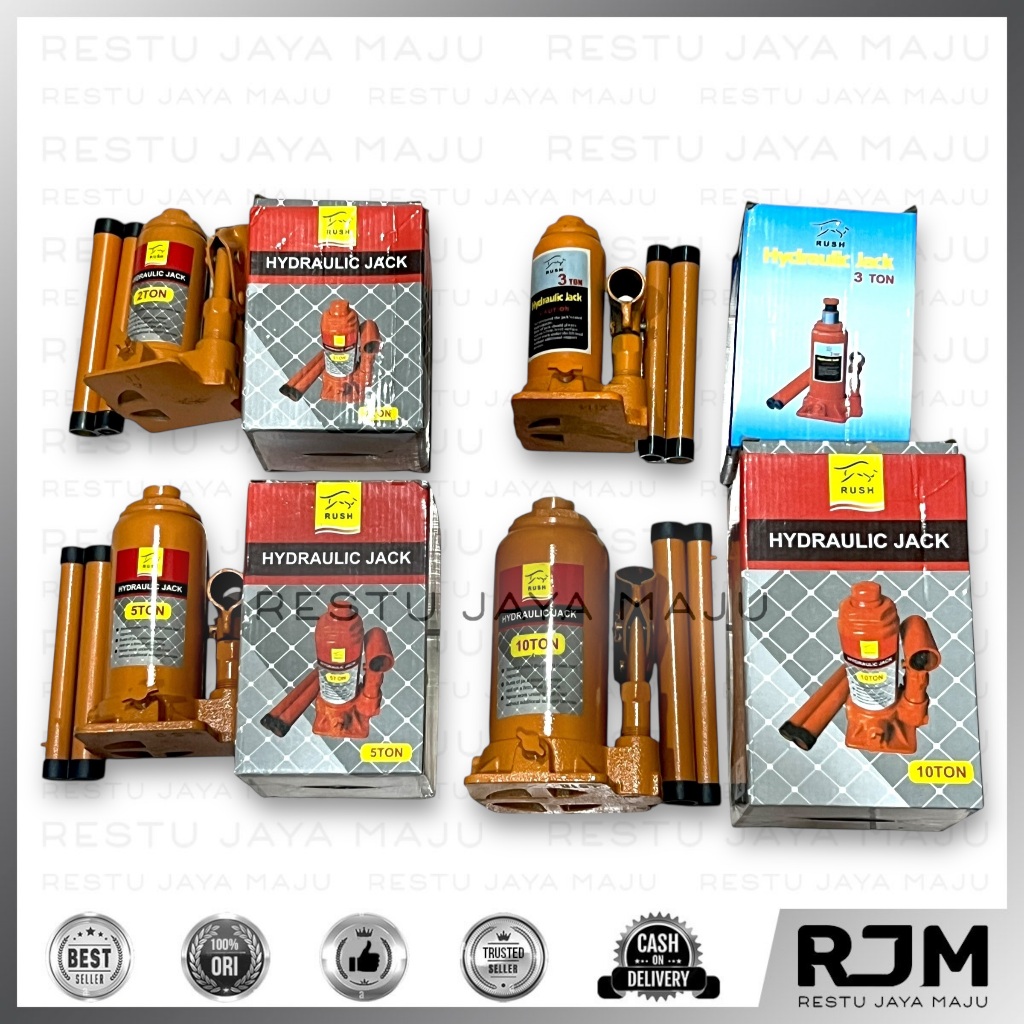 RUSH Dongkrak Botol pengangkat Mobil hidrolik 2 3 5 10 Ton rj