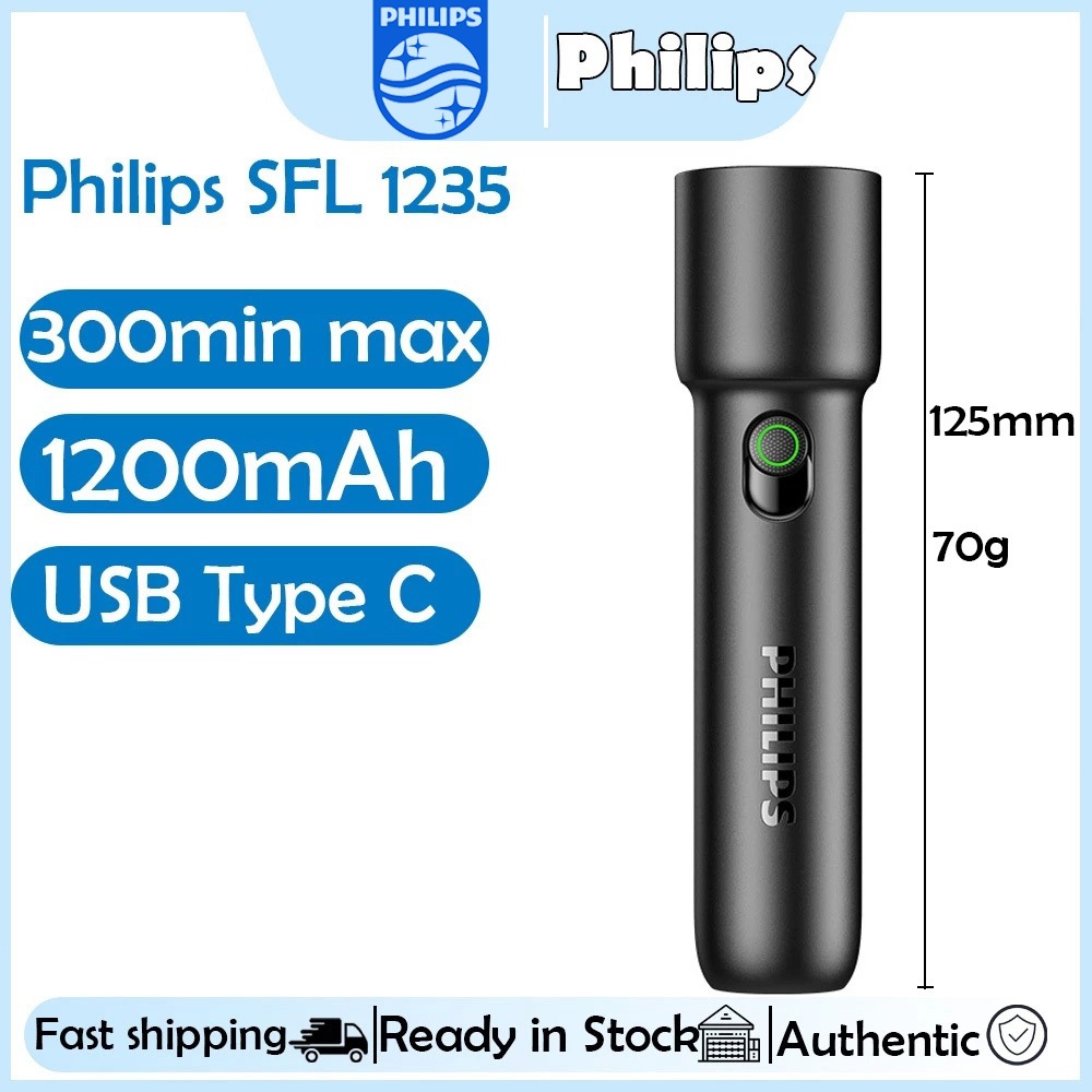 Philips SFL1235 EDC Senter LED Mini Flashlight / Flashlight Rechargeable Senter Mini / Isi Ulang unt