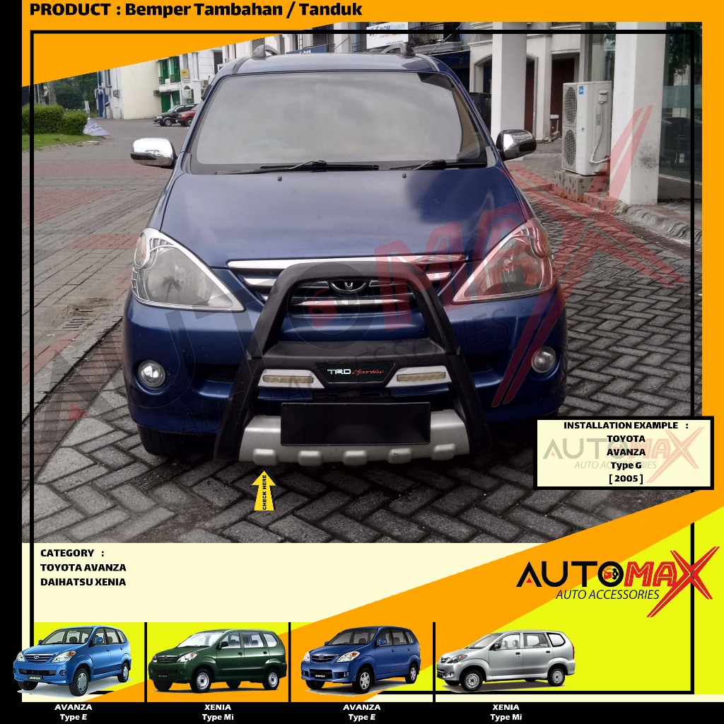BEMPER DEPAN TAMBAHAN / TANDUK TRD SPORTIVO (MODEL A) XENIA 2004 UP / AVANZA 2003 UP