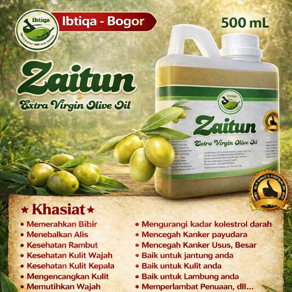 Minyak Zaitun Ekstra Virgin Olive Oil 500ml | Asli bisa diminum langsung Zaitun Ibtiqo