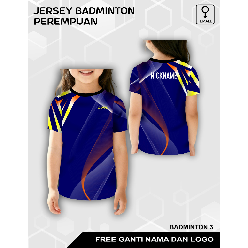 Kaos badminton anak perempuan baju atasan olah raga bulu tangkis