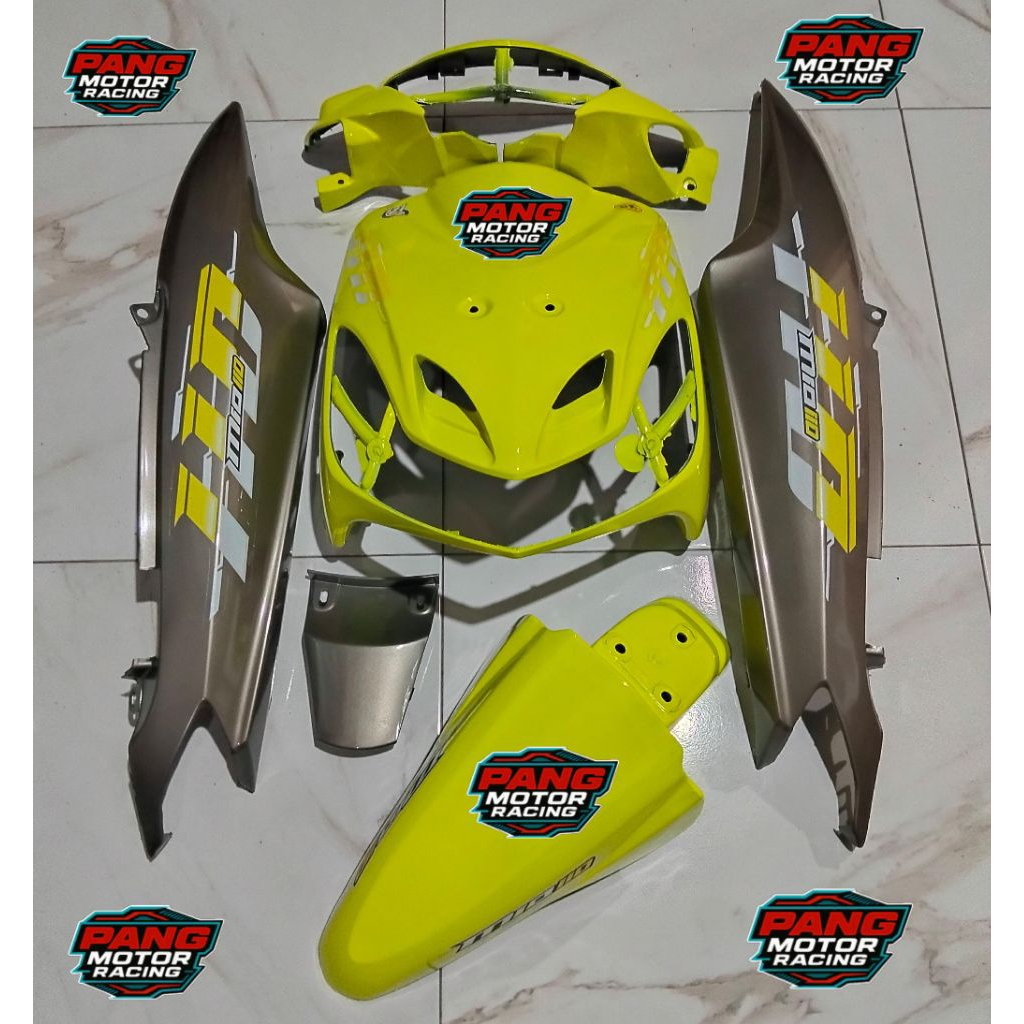 Body Set Mio SMILE HIJAU STABILO ABU GRAY STRIPING TRANSPARAN CUSTOM Body Halus Fulset Mio Smile Cus