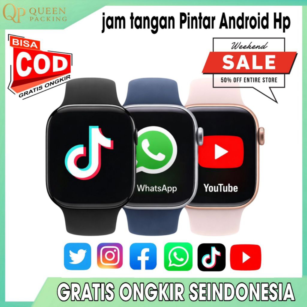 COD Jam Tangan Pintar Android HP Layar Sentuh Bisa Watshapp Telepon Tahan Air Smartwatch Pria Wanita