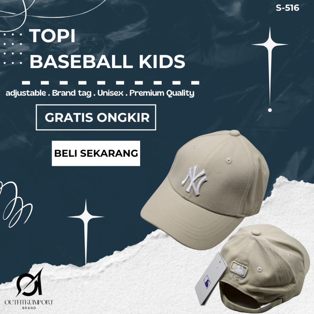 S-516 Topi Baseball Kids NY MLB Beige