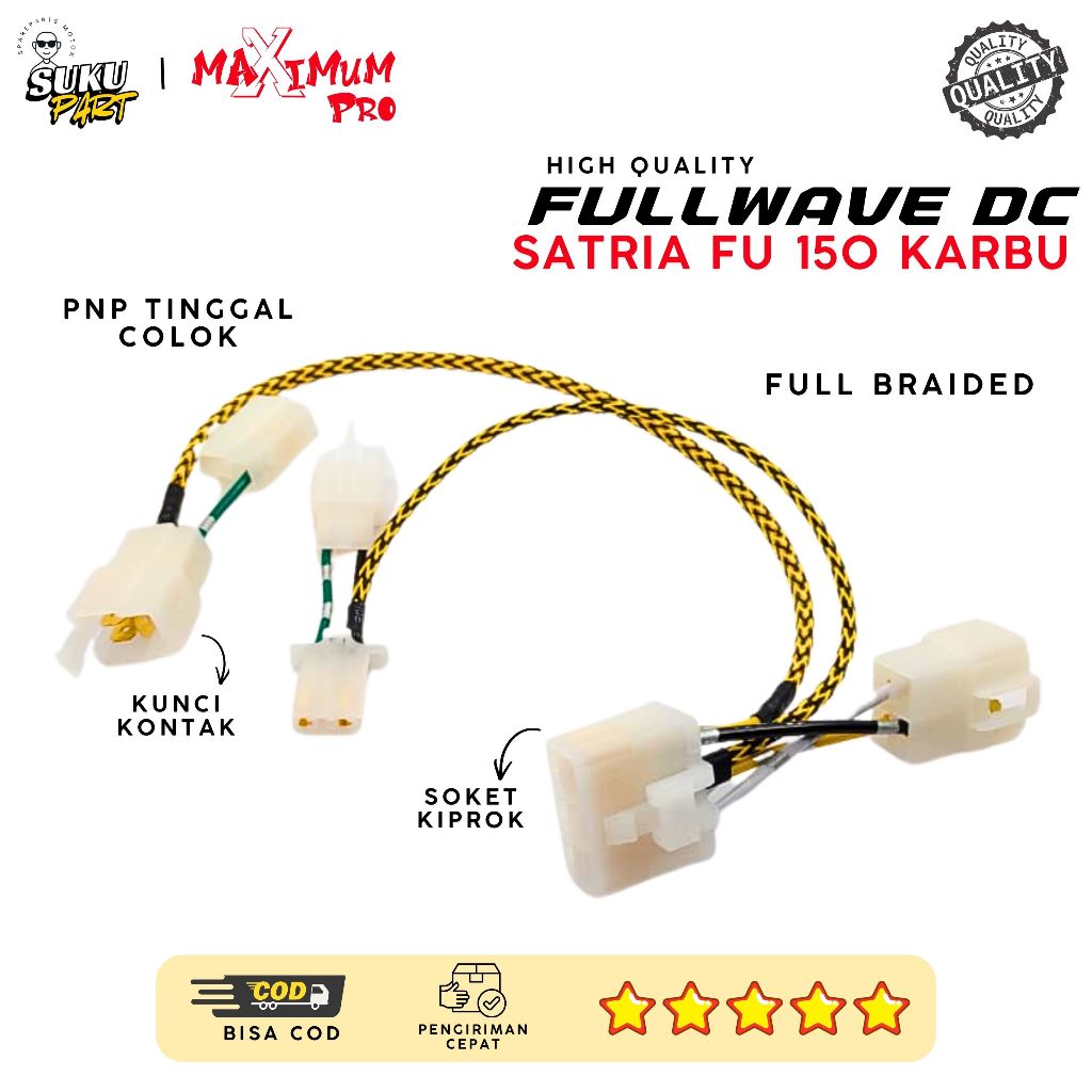 KABEL FULLWAVE SATRIA FU 150 KARBU PNP KABEL FULLWAVE DC KONVERTER FULLWAVE BRAIDED SLEEVE RAPIH