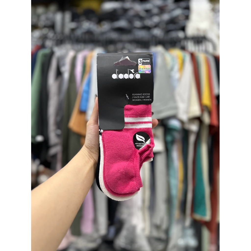 KAOS KAKI WANITA RUNNING DIADORA RNG SOCKS NO SHOW DIALNR2506M 3PAIRS ORIGINAL ANTI BACTERIAL