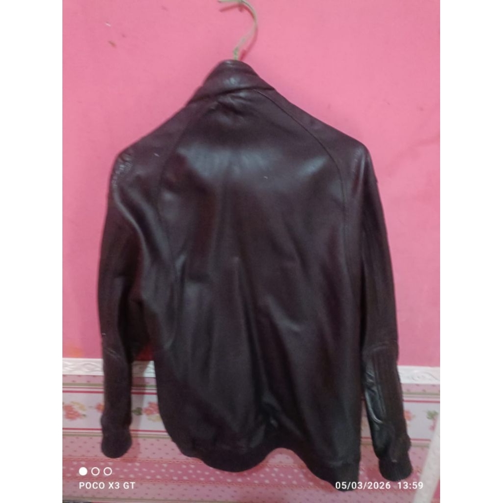 Jaket kulit domba asli second model Rider Pelindung Bahu dan Sikutl full kulit ukuran XL