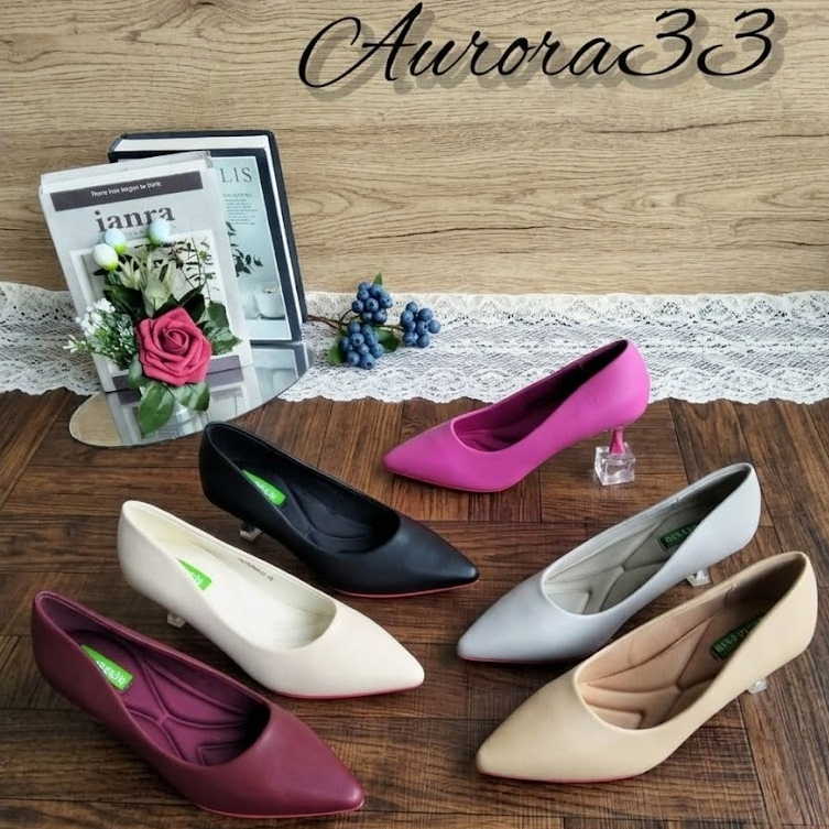 Sepatu Low Heels Aurora 33 Heels kerucut Wanita Shoes High Heels 3 cm Bahan Dove Size 35-40 Sepatu B