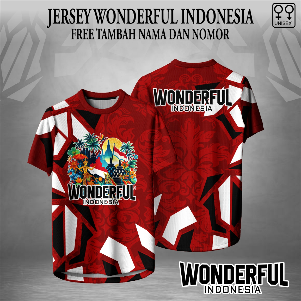 Jersey kaos wonderfull indonesia baju pariwisata pesona indonesia