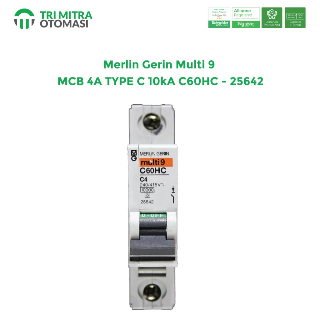 Merlin Gerin Multi 9 MCB 4A Type C 10kA C60HC - 25642