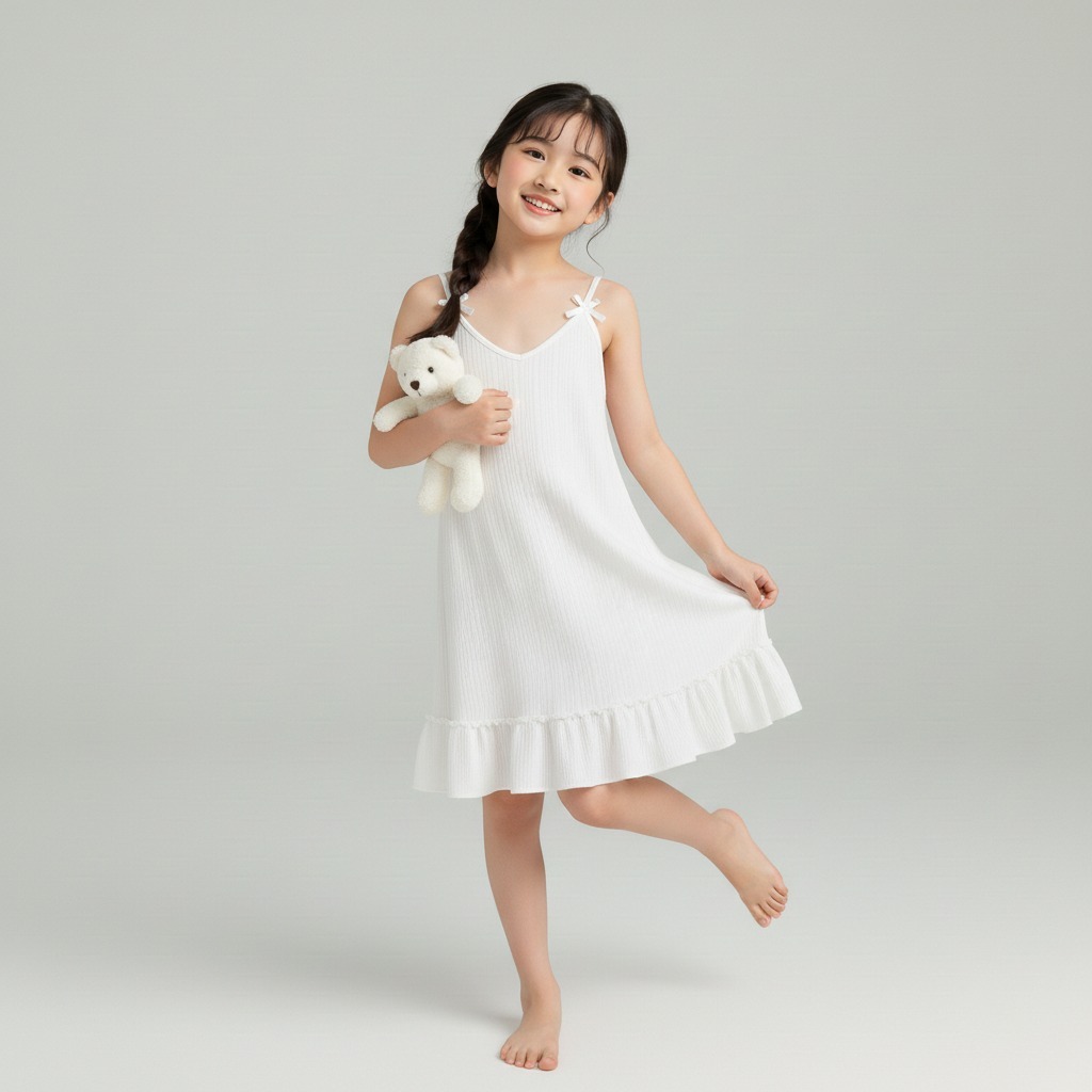 HARGA TERJANGKAU DRESS RUFFLE TALI KECIL ANAK PEREMPUAN PAKAIAN BAHAN HYGT POLOS ADEM