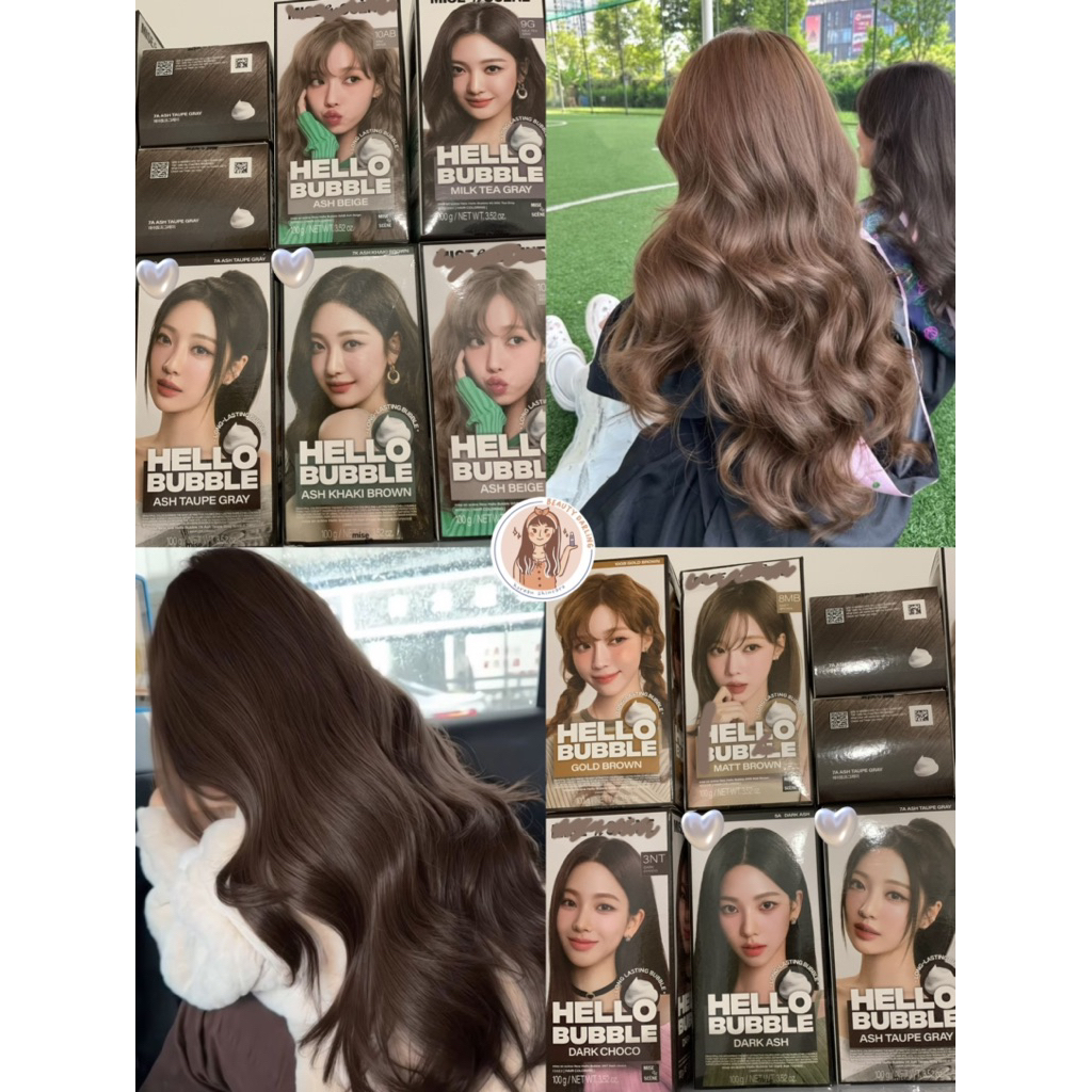 READY BISA INSTAN GOSEND BUBBLE HAIR COLOR ORIGINAL MADE IN KOREA ASH KHAKI TAUPE MILKTEA GREY BROWN