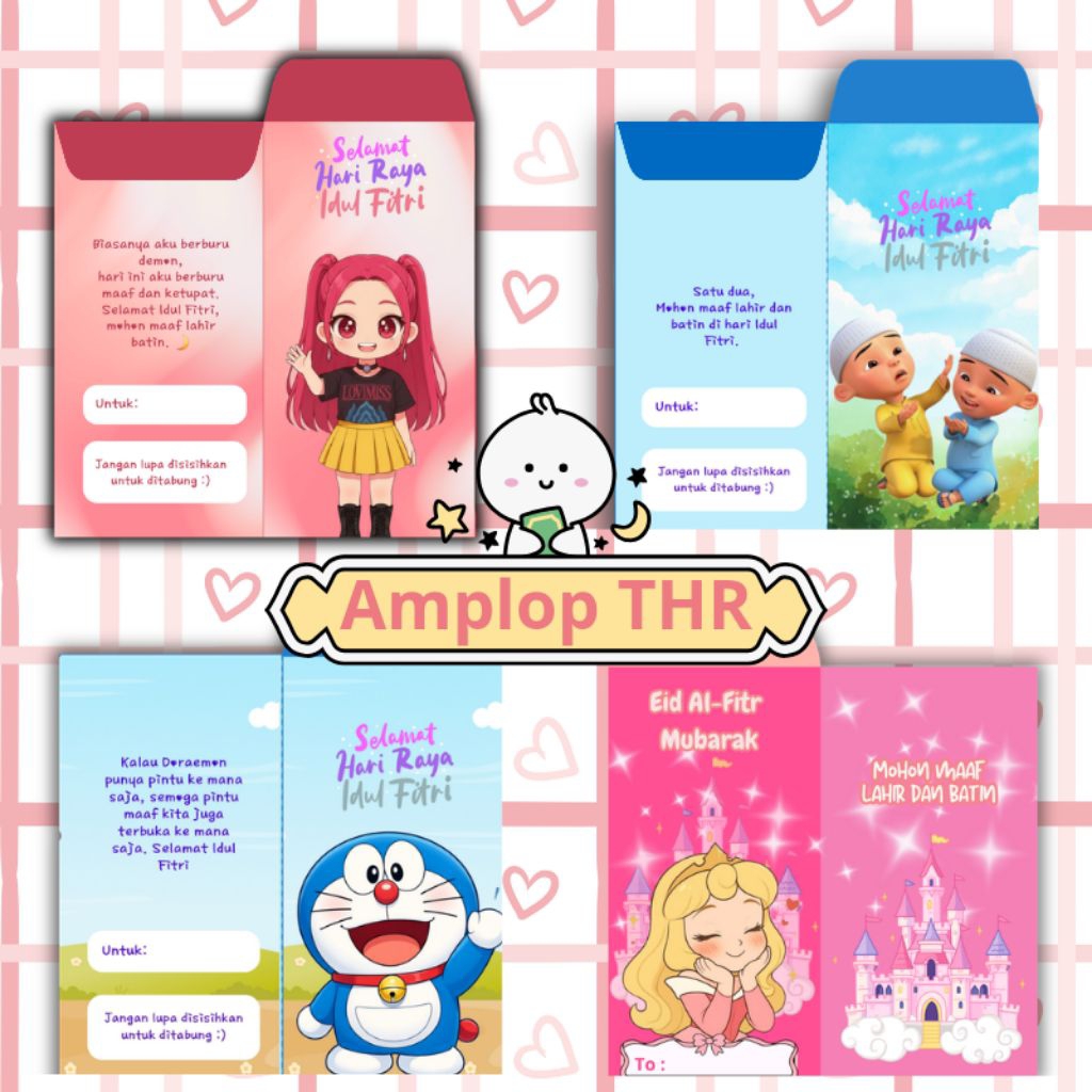 Amplop Lebaran Karakter Lucu | Amplop THR Anak | Amplop Uang Lebaran Panjang Tidak Perlu Lipat | Dor