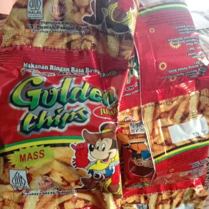 Golden cips 40gr Snack Mass Potato Chips jagung Chips Harga ecer Jadoel jadul