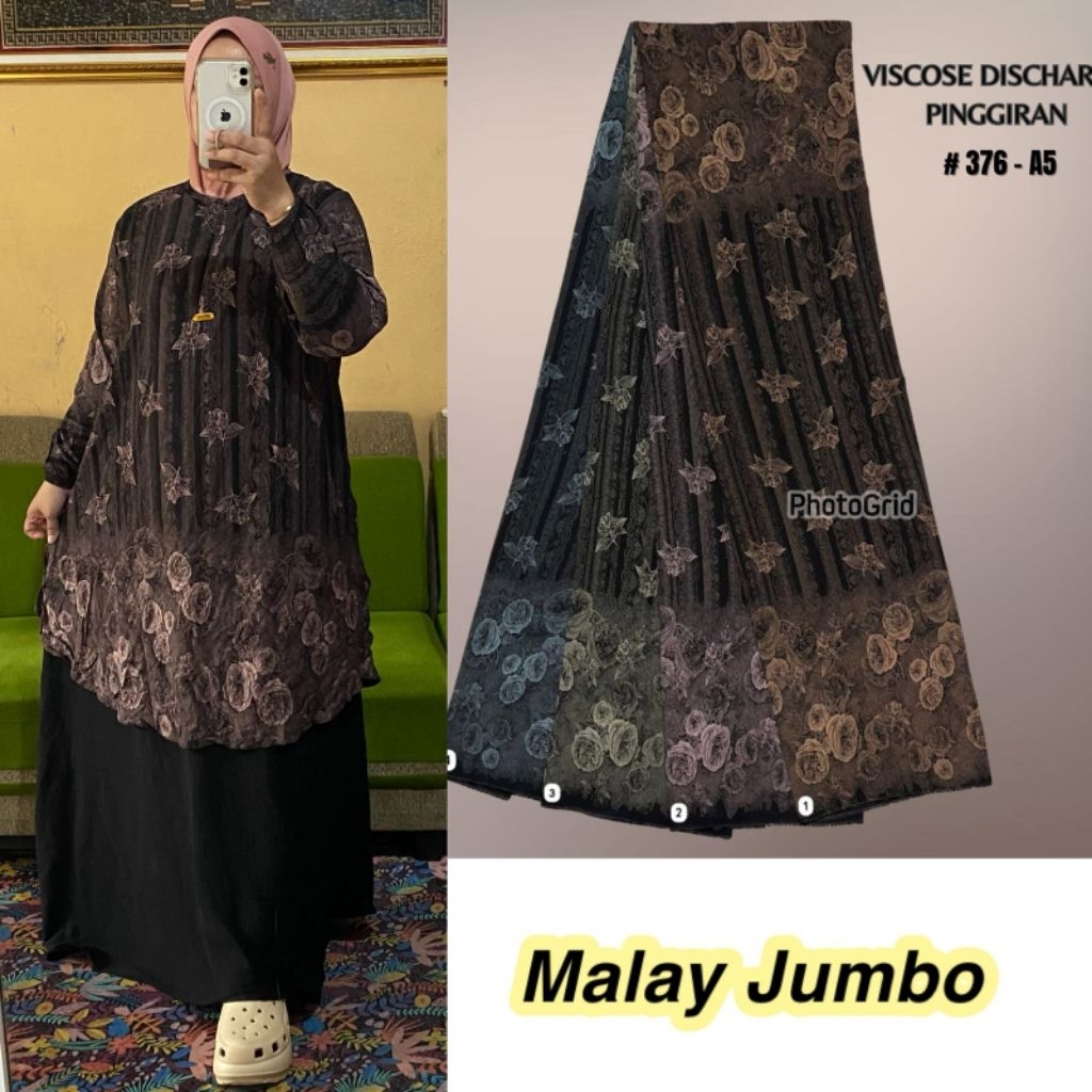 {COD}  DRES - GAMIS MALAYSIA JUMBO LD 120 BAHAN RAYON VISCOSE MIX KRINGKEL AIR FLOW