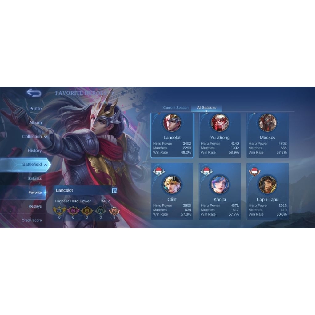 Akun MLBB Sultan Mythical Immortal 111
201 Skin | Hero Max | Emblem Max | Skin

Collector