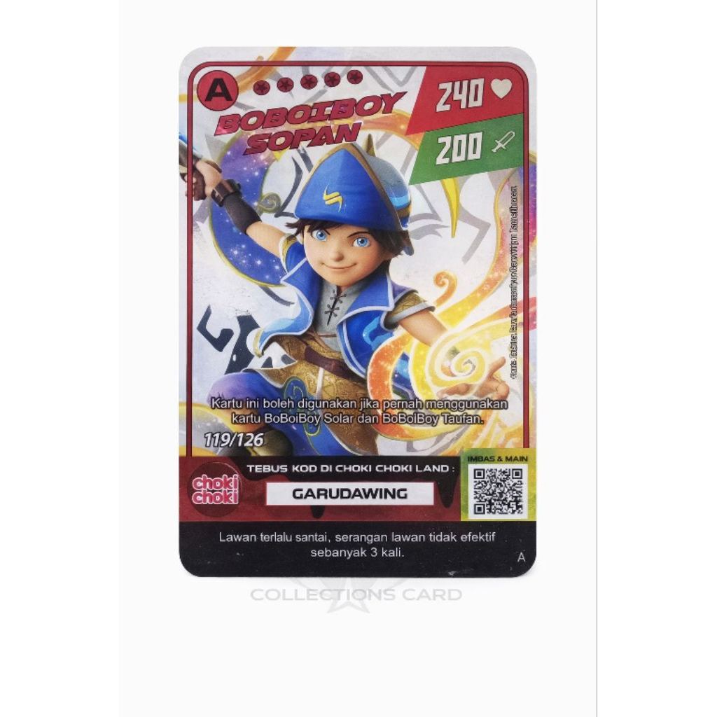 kartu boboiboy sopan (hologram)
